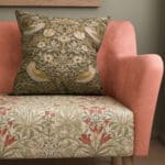 William Morris At Home Strawberry Thief Velvet Flint Cushion