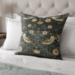 William Morris At Home Strawberry Thief Velvet Indigo Cushion