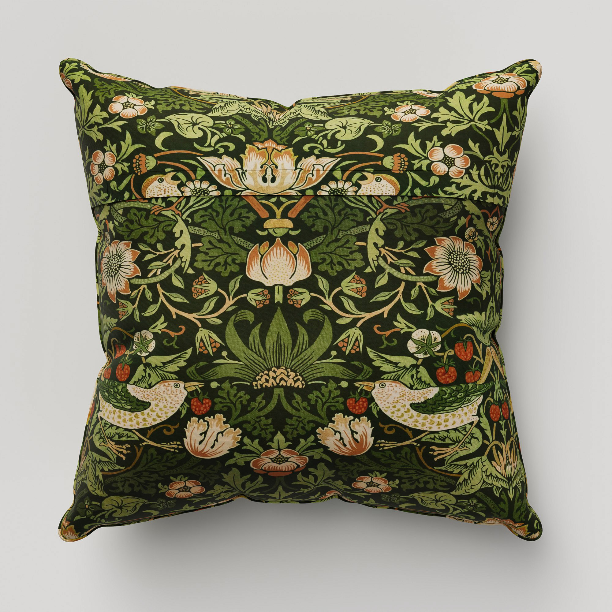 William Morris At Home Strawberry Thief Velvet Nettle Cushion - Image 5