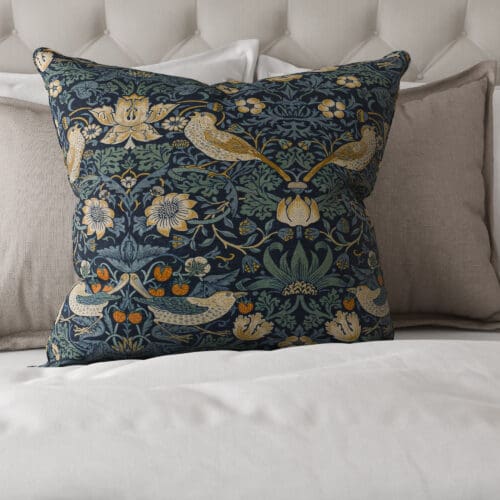 William Morris At Home Strawberry Thief Woad Cushion