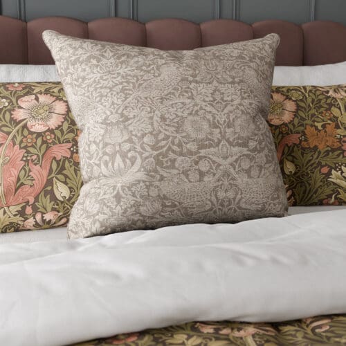 William Morris At Home Strawberry Thief Woven Limestone Cushion