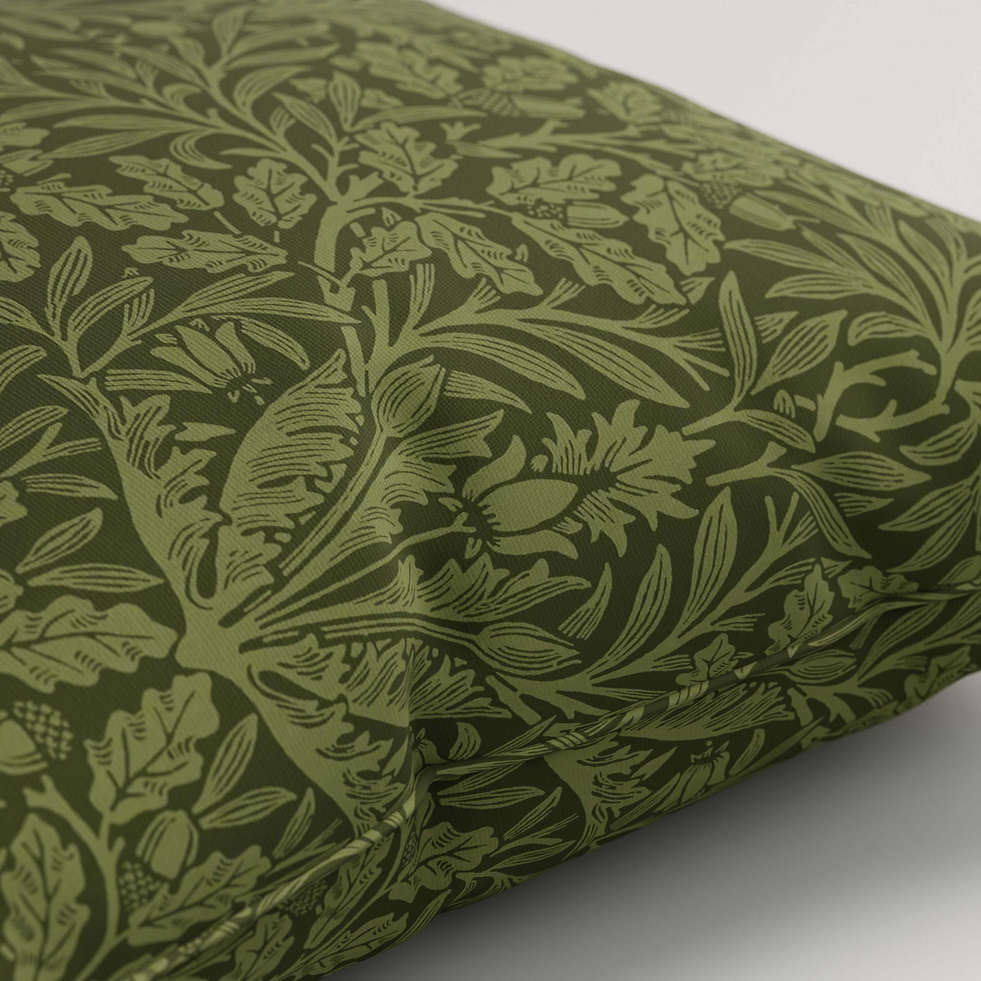 William Morris At Home Acorn Velvet Moss Cushion - Image 3