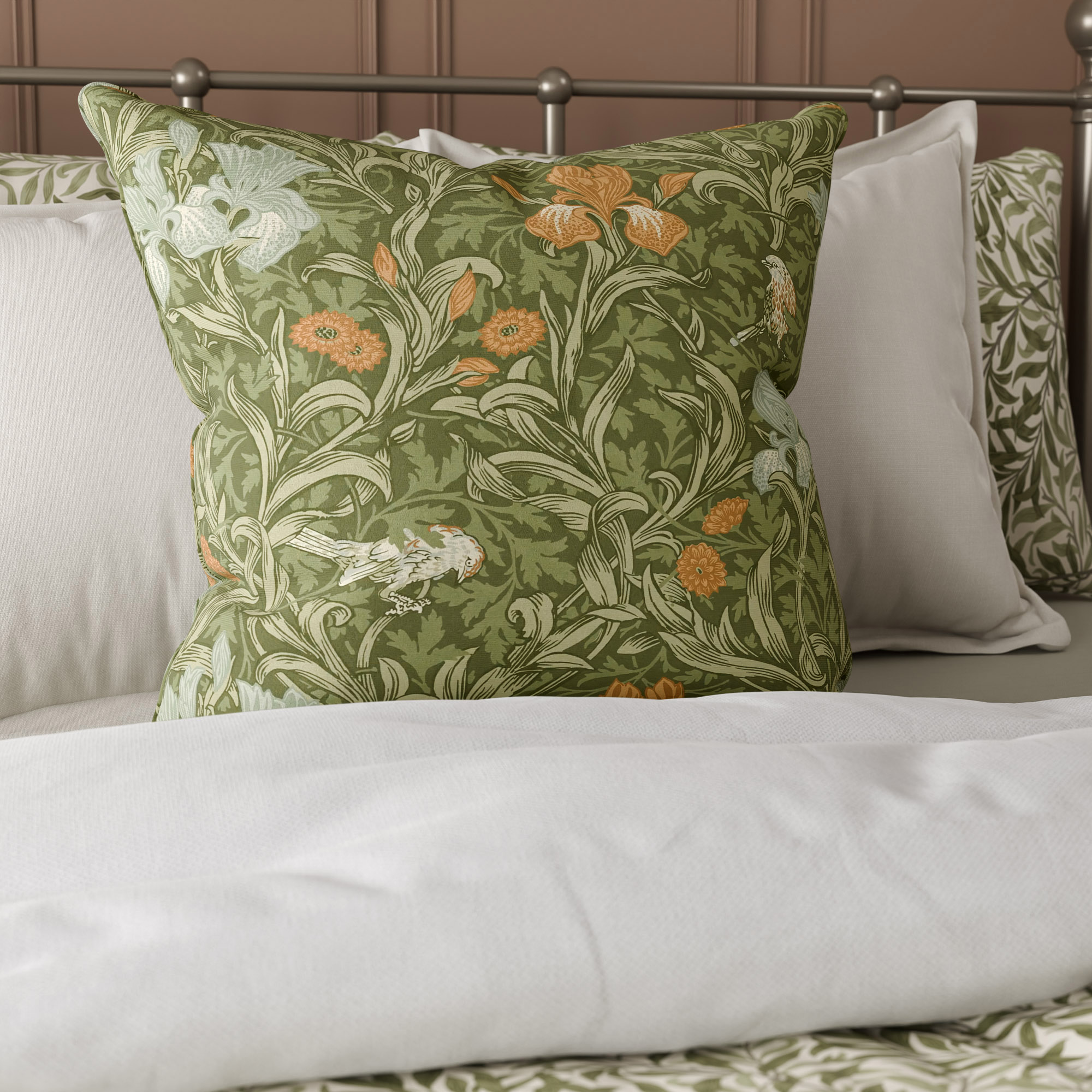 William Morris At Home Iris Moss Cushion