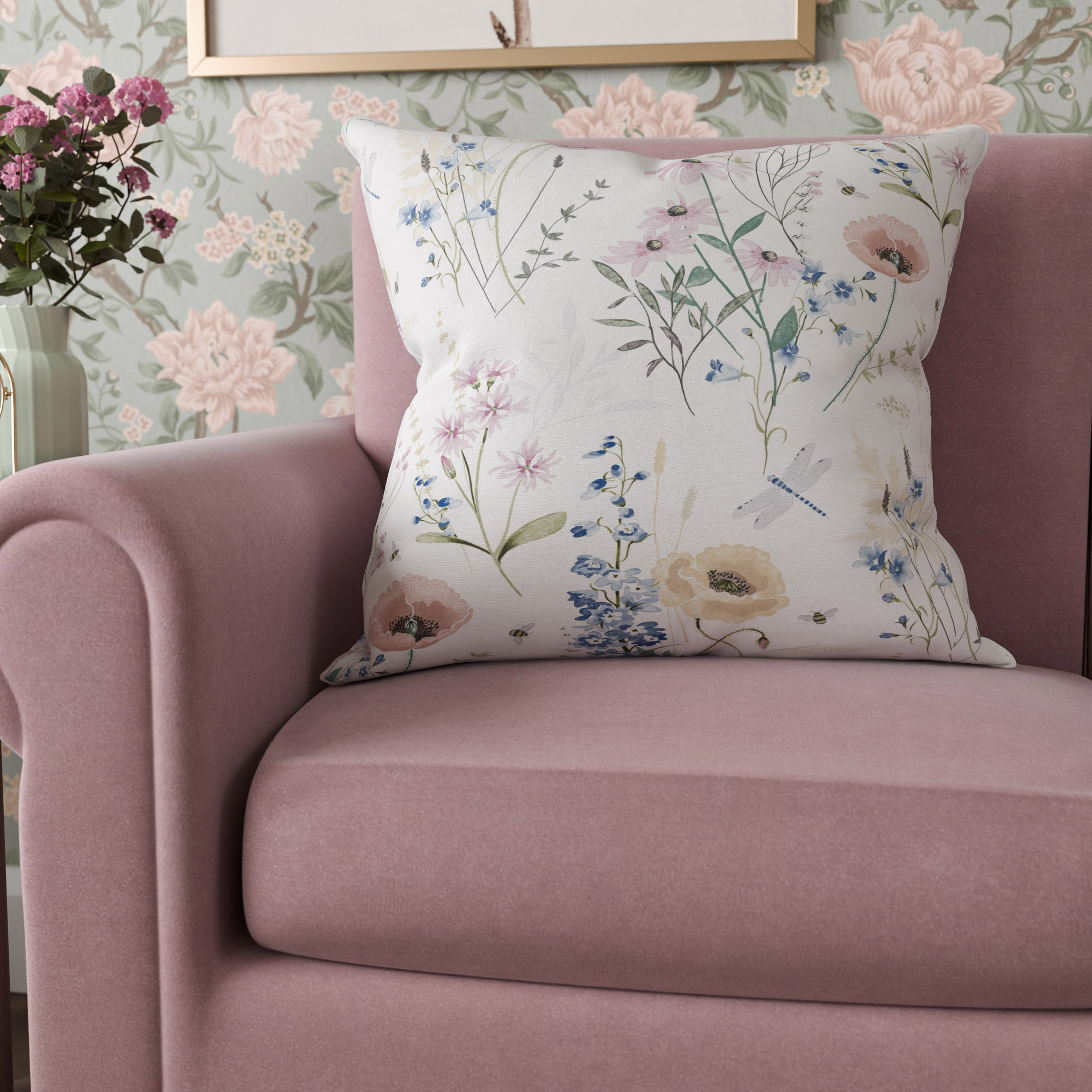 Laura Ashley Alford Meadow Delpinium Blue Cushion