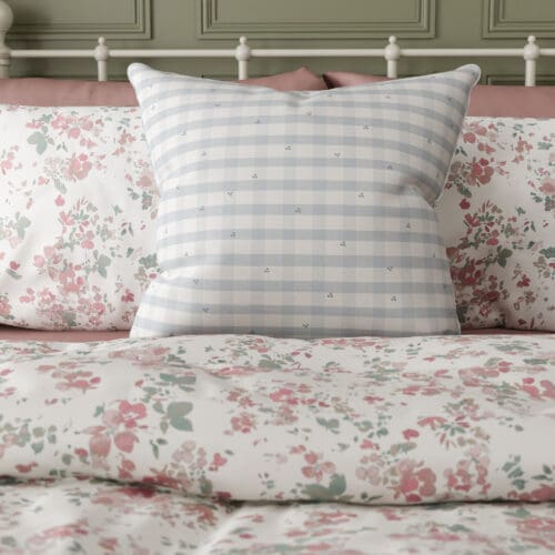 Laura Ashley Alphabet Gingham Blue Cushion