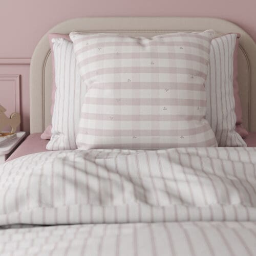 Laura Ashley Alphabet Gingham Pink Cushion