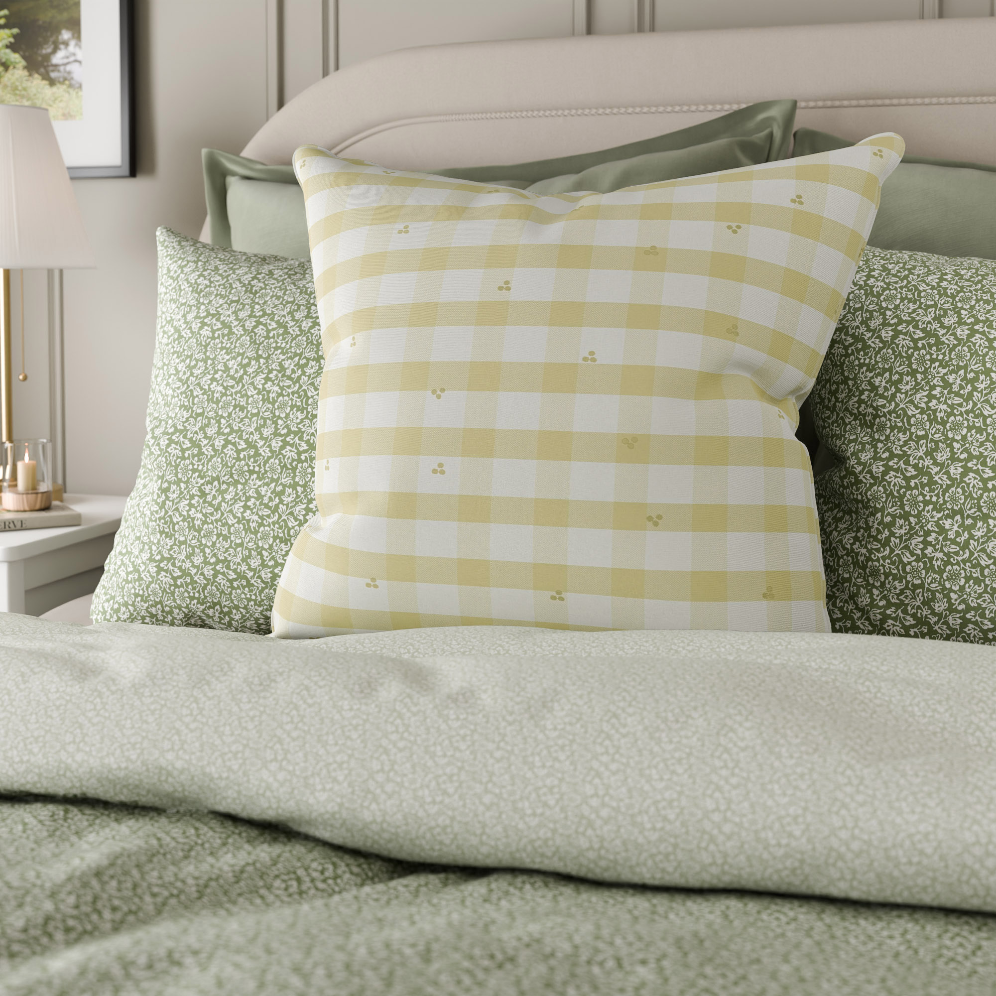 Laura Ashley Alphabet Gingham Yellow Cushion