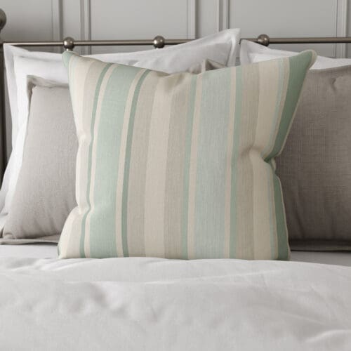 Laura Ashley Awning Stripe Smoke Green Cushion