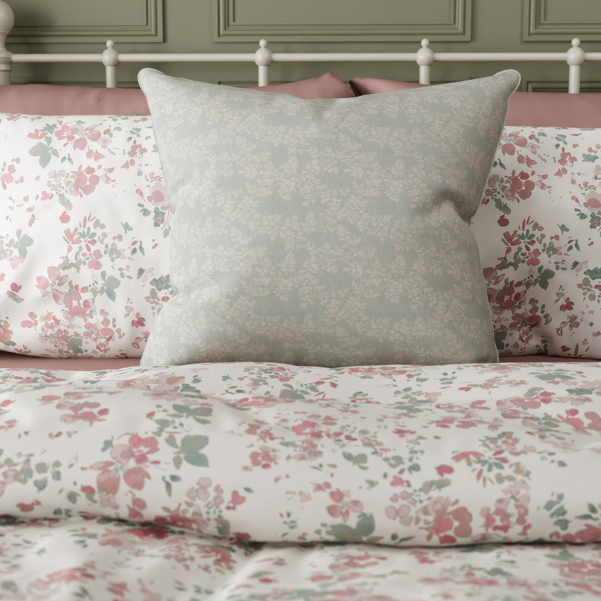 Laura Ashley Burnham Woven Sage Cushion