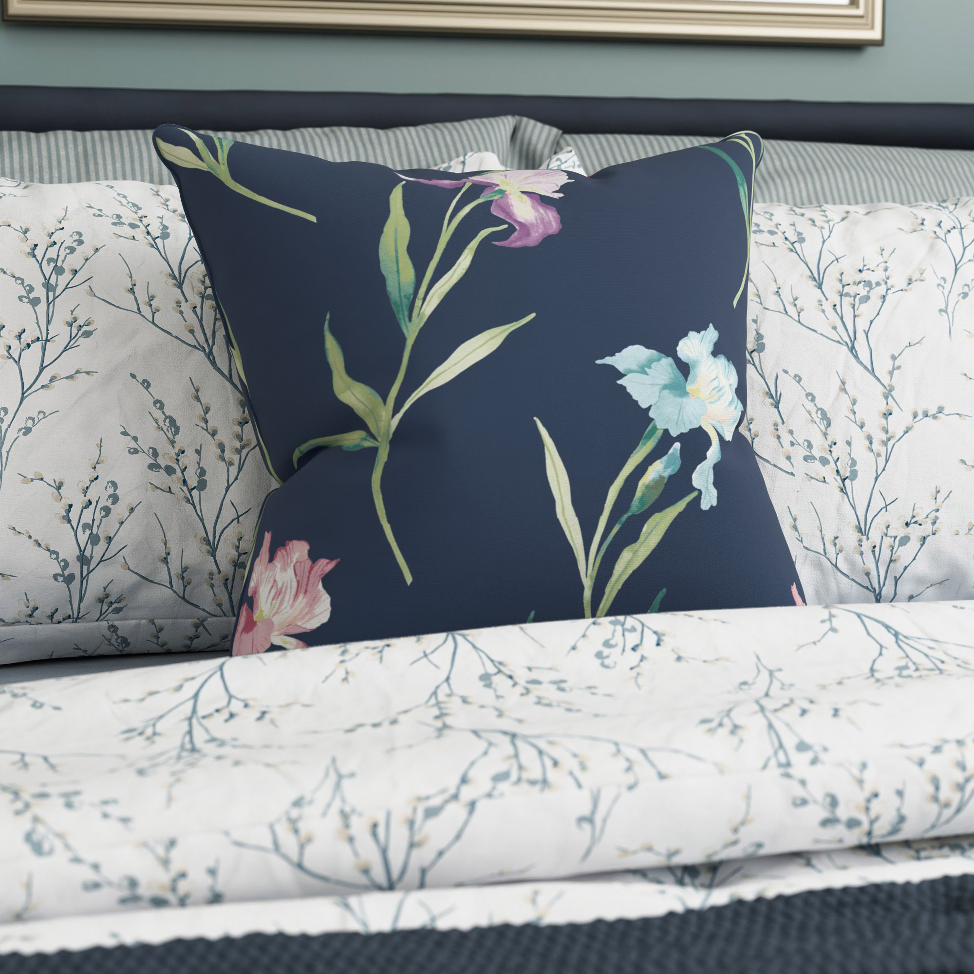 Laura Ashley Hawling Irises Midnight Navy Cushion