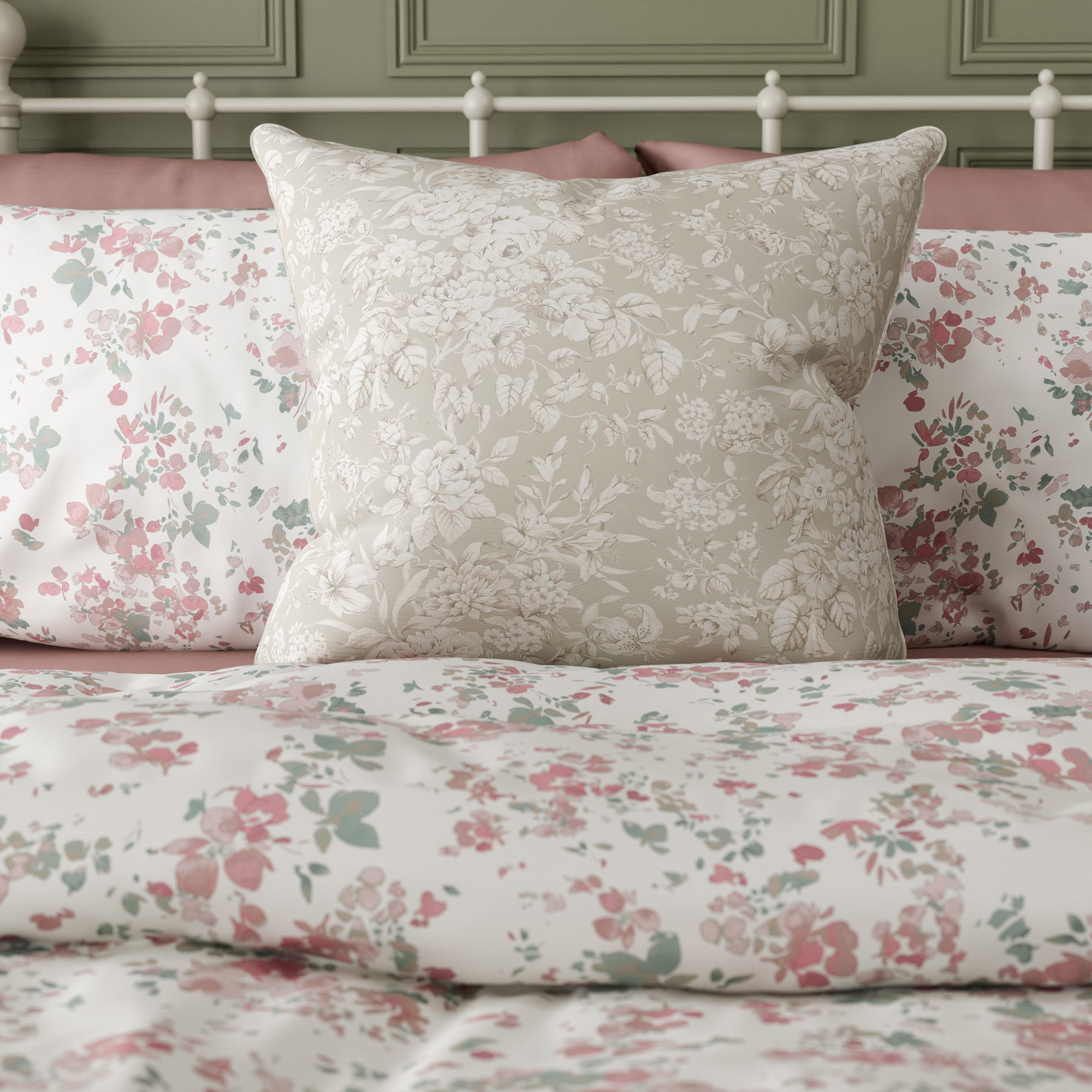Laura Ashley Heledd Blooms Dove Grey Cushion