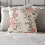 Laura Ashley Hollyhocks Coral Pink Cushion