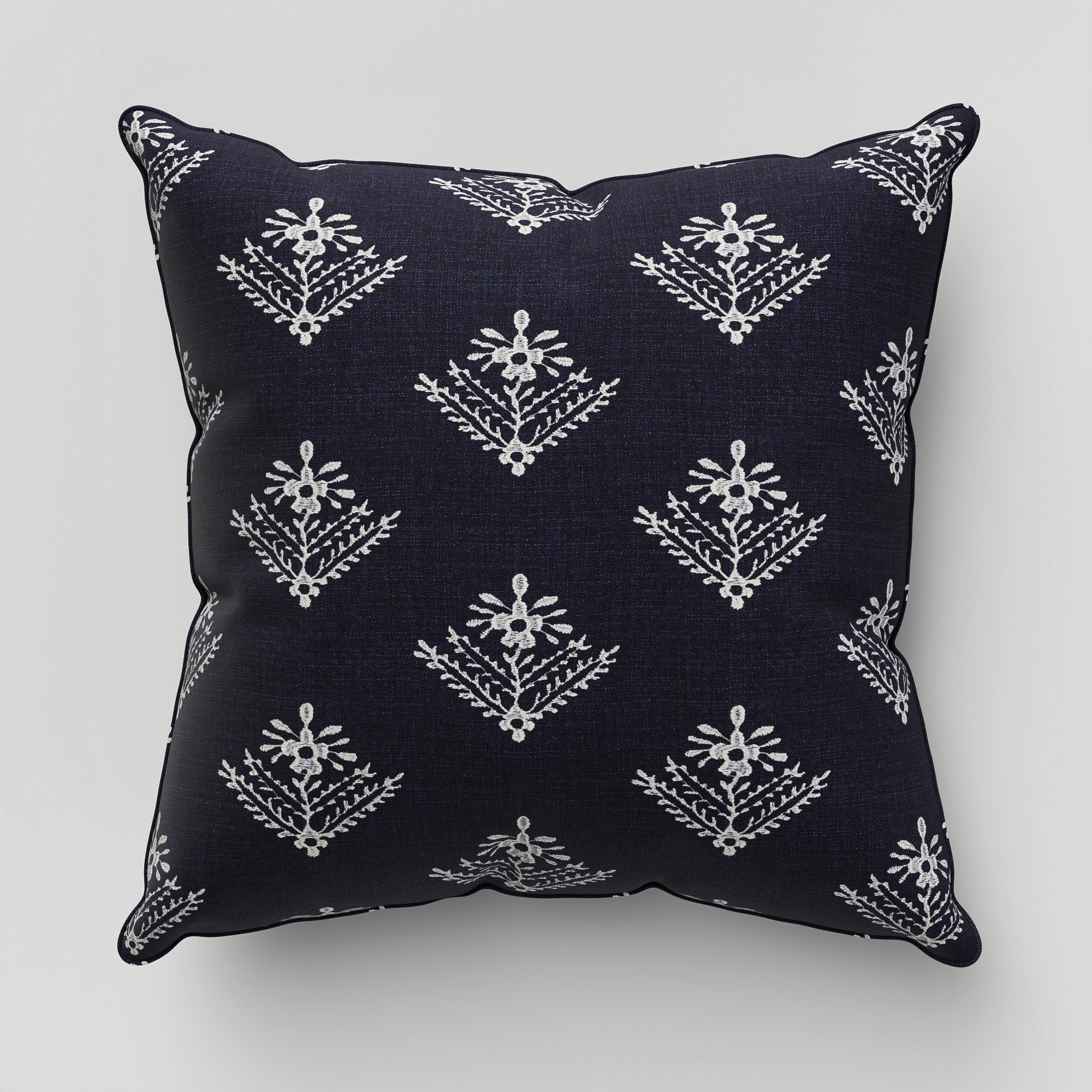 Laura Ashley Lady Fern Embroidery French Navy Cushion - Image 2
