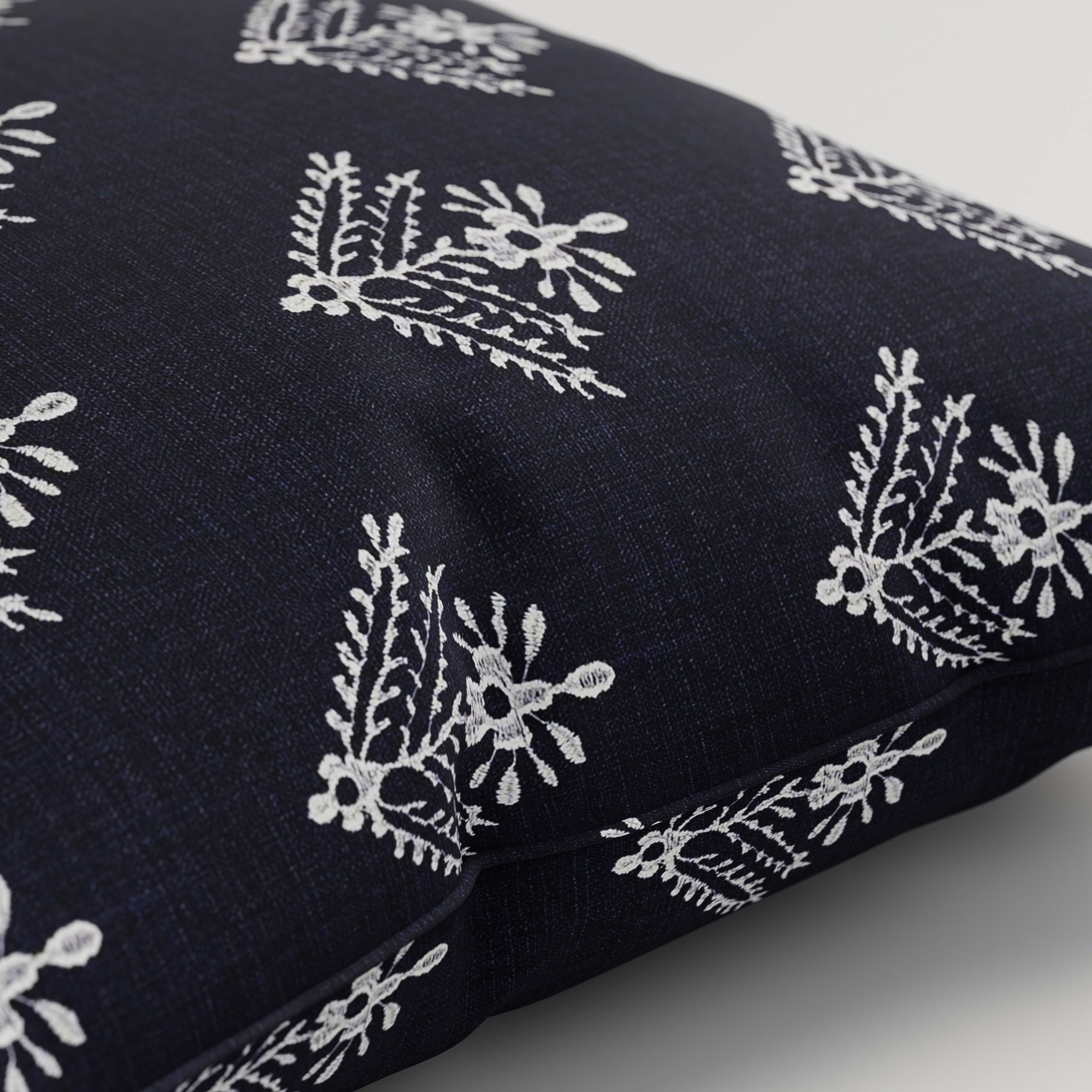 Laura Ashley Lady Fern Embroidery French Navy Cushion - Image 3