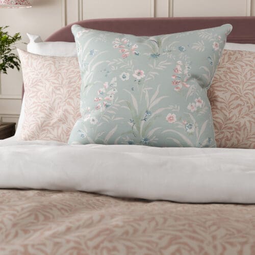 Laura Ashley Mosedale Posy Dark Duck Egg Blue Cushion