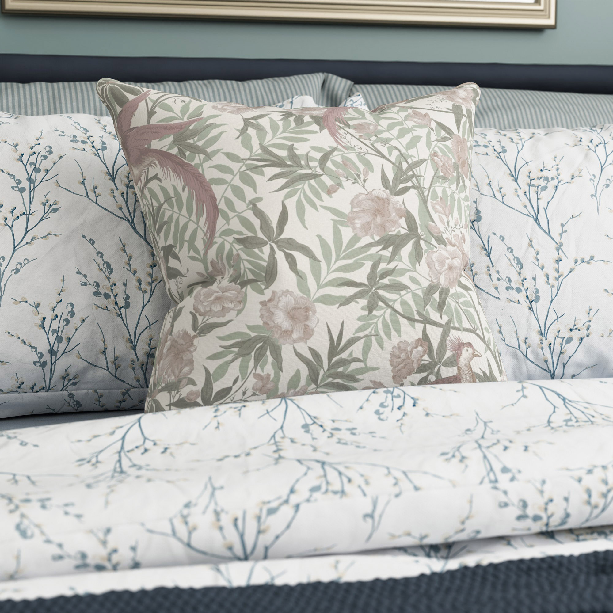 Laura Ashley Osterley Birds Mulberry Cushion