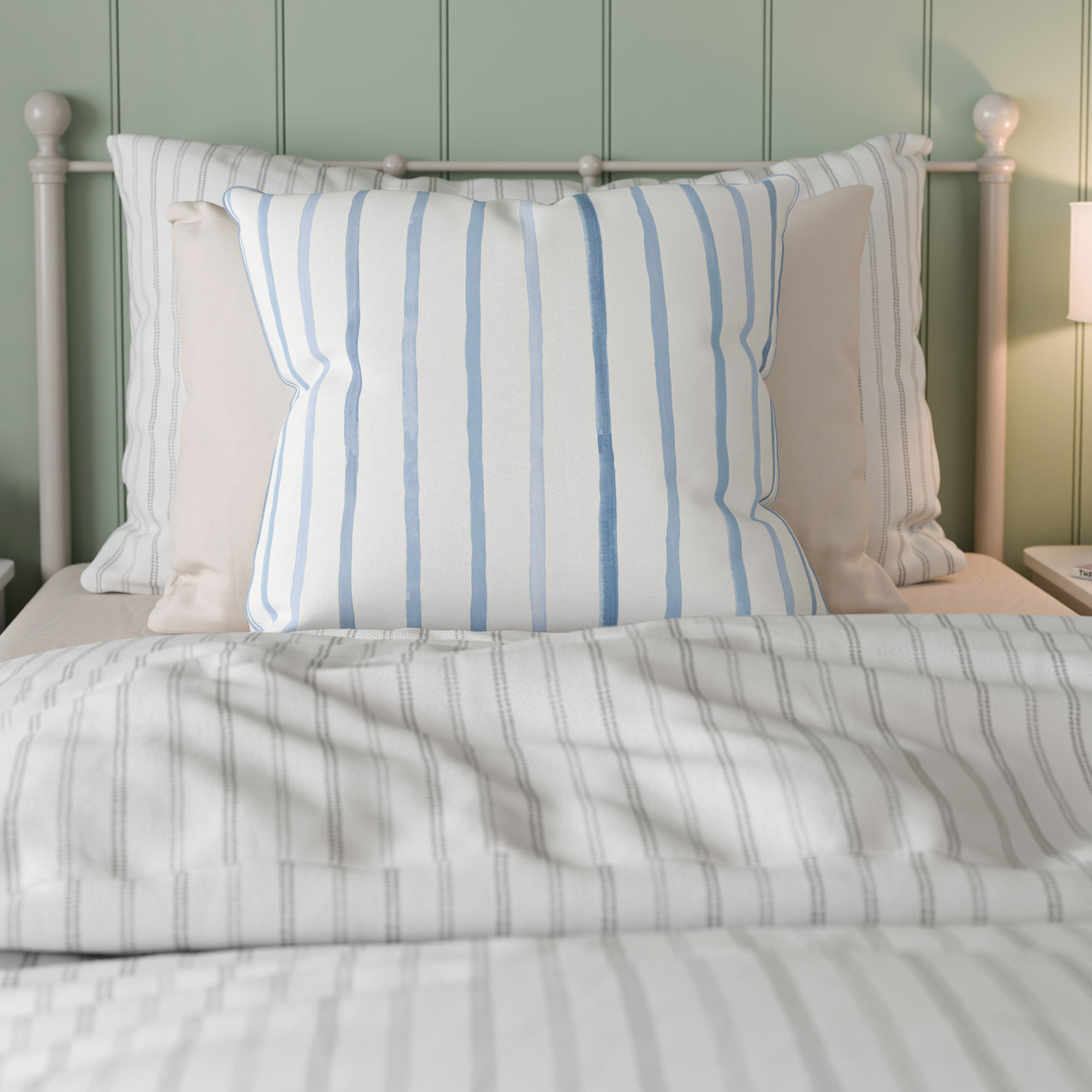 Laura Ashley Painterly Stripe Dark Seaspray Cushion