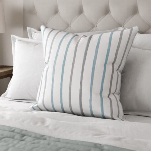 Laura Ashley Painterly Stripe Pale Steel Cushion