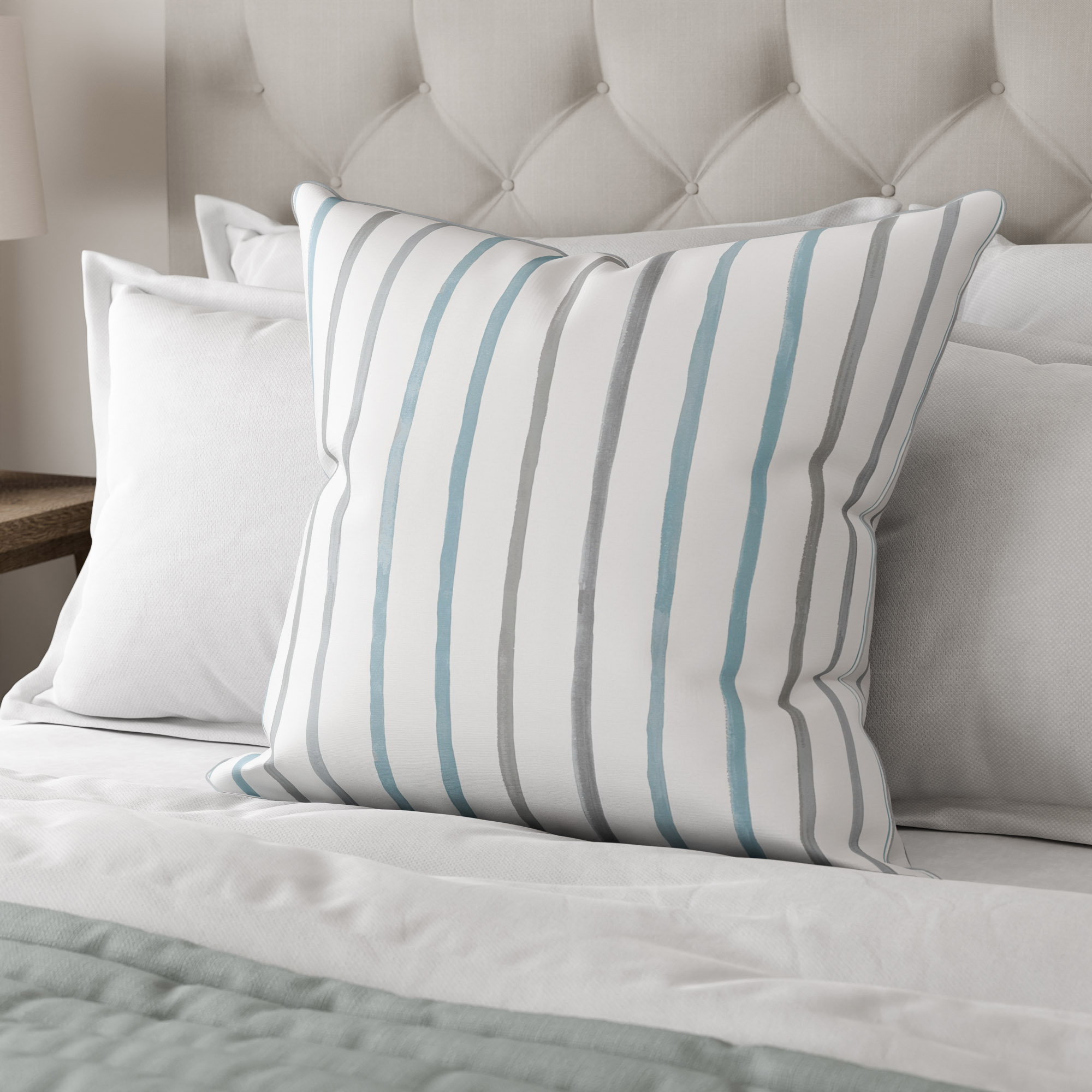 Laura Ashley Painterly Stripe Pale Steel Cushion