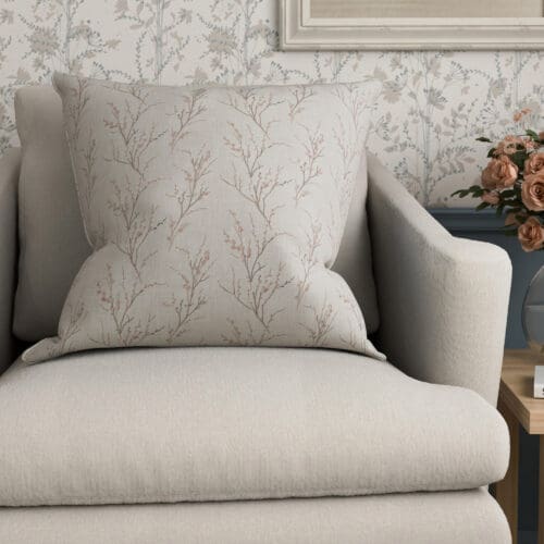 Laura Ashley Pussy Willow Embroidery Blush Cushion