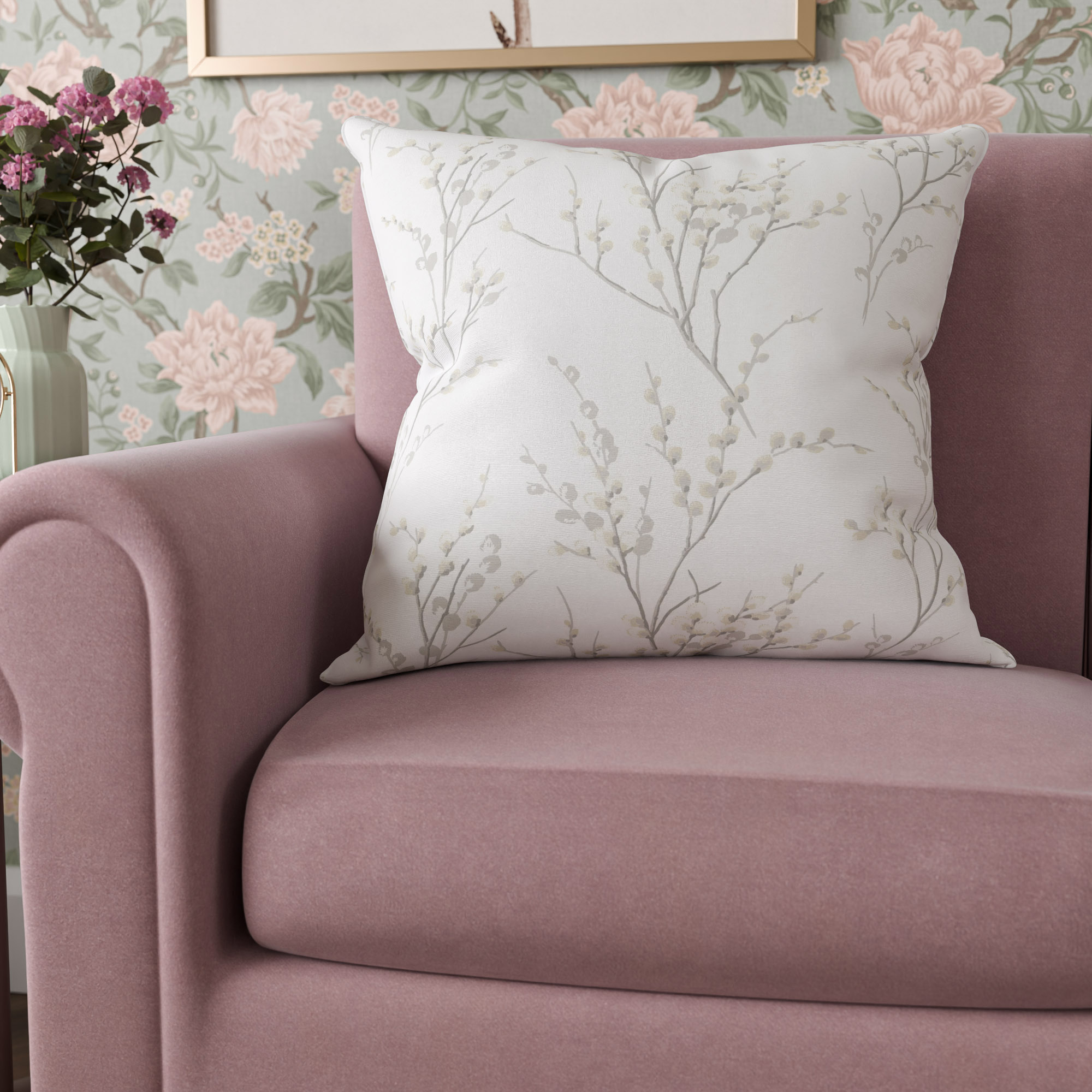 Laura Ashley Pussy Willow Dove Grey Cushion
