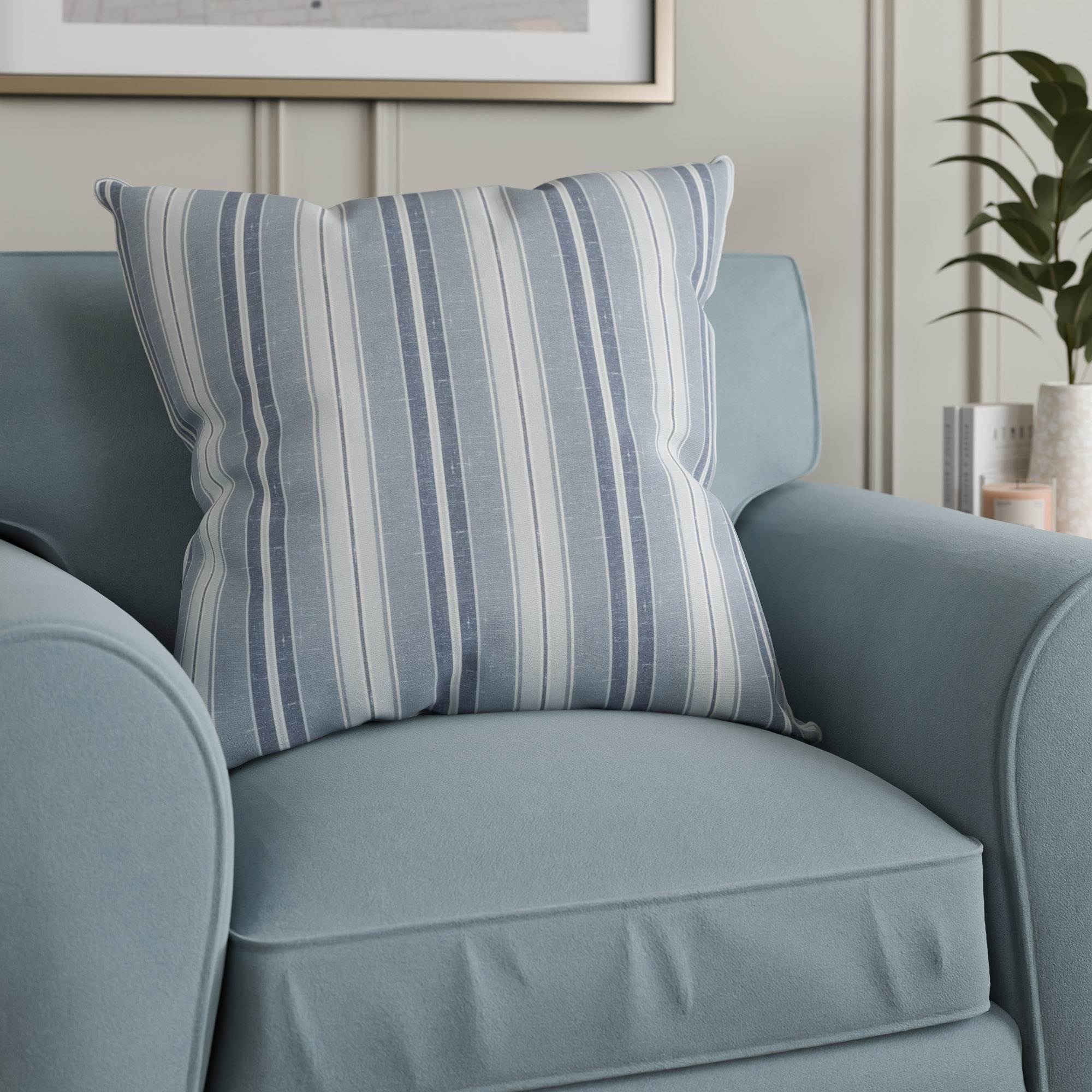Laura Ashley Suffolk Stripe Seaspray Cushion