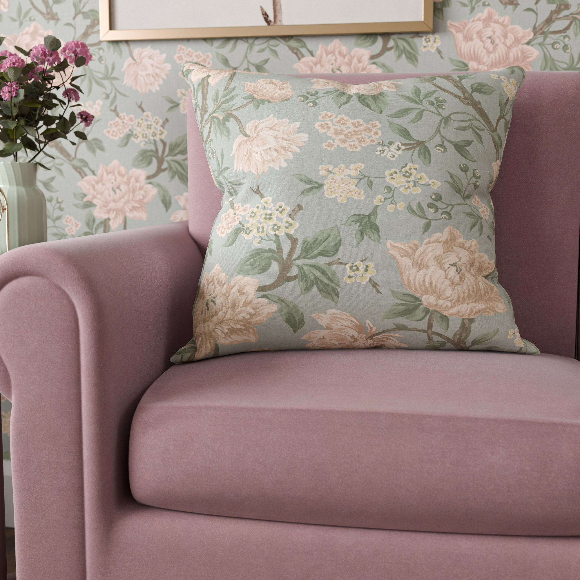 Laura Ashley Tapestry Floral Chenille Blush Cushion