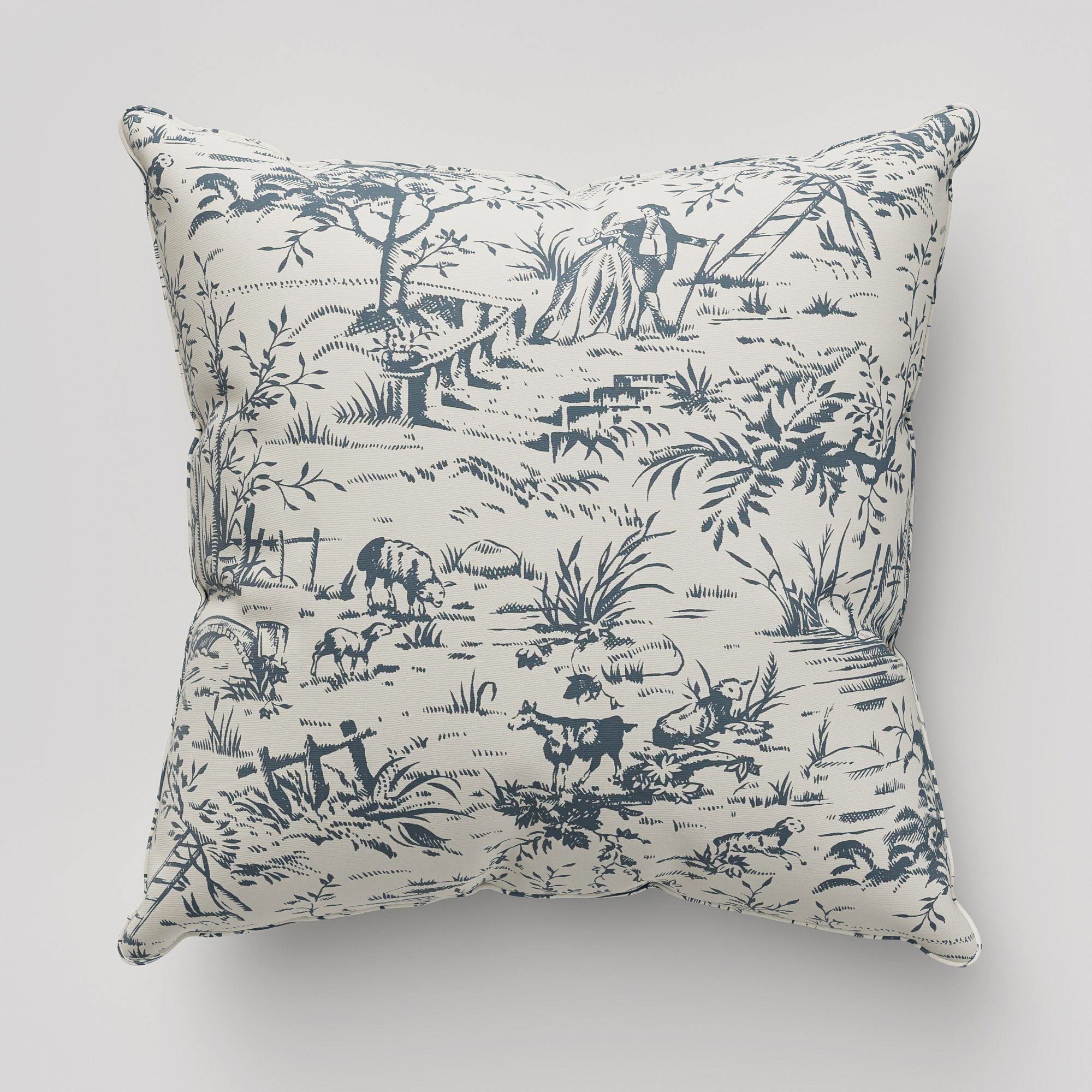 Laura Ashley Toile De Jouy Dark Seaspray Cushion - Image 2