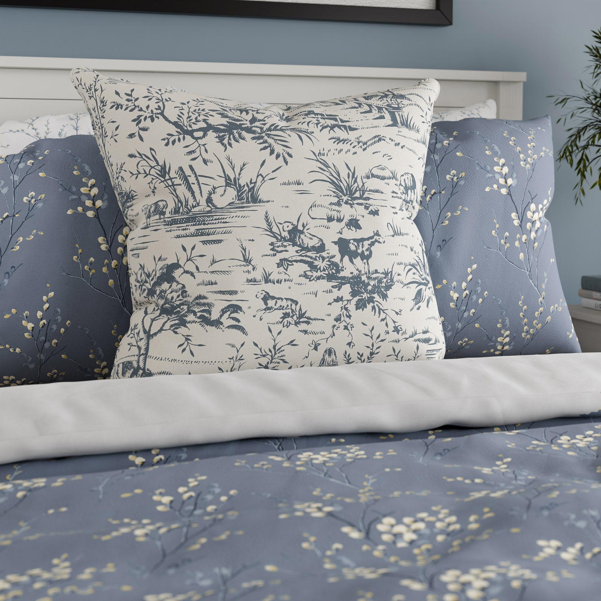 Laura Ashley Toile De Jouy Dark Seaspray Cushion