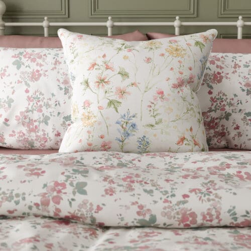 Laura Ashley Wild Meadow Coral Pink Cushion