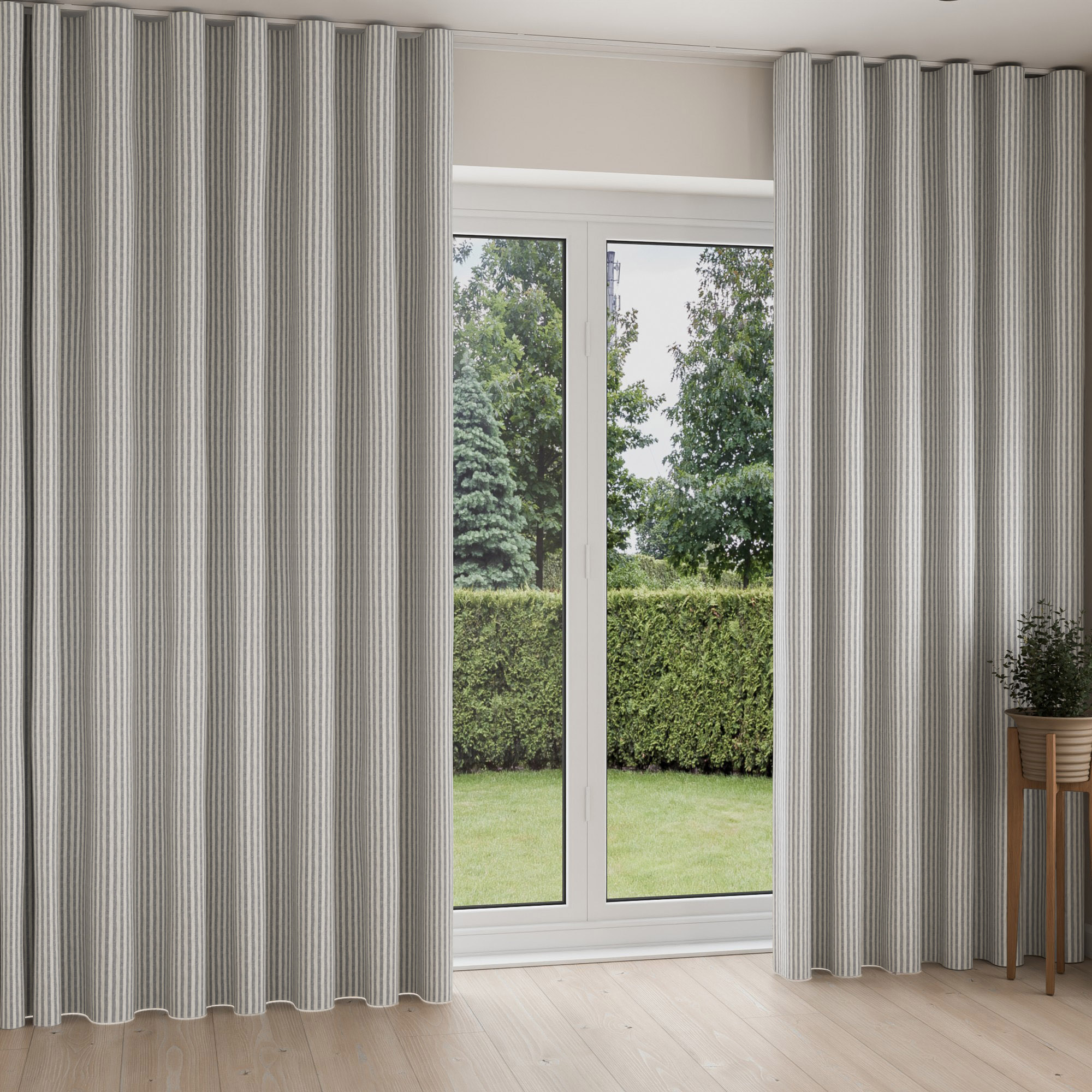 Emily Bond Oscar Stripe Indigo Wave Curtain - Image 2