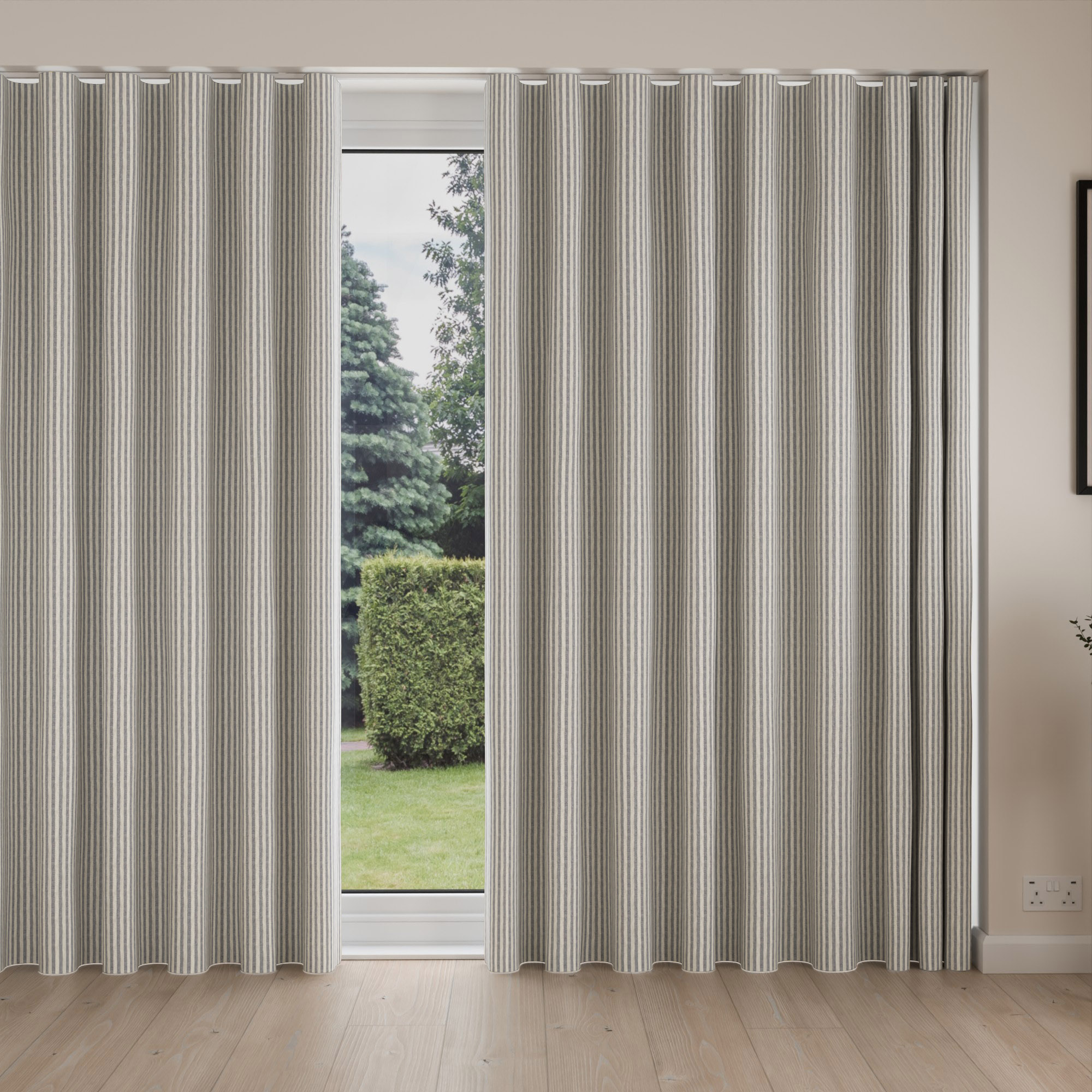 Emily Bond Oscar Stripe Indigo Wave Curtain - Image 4