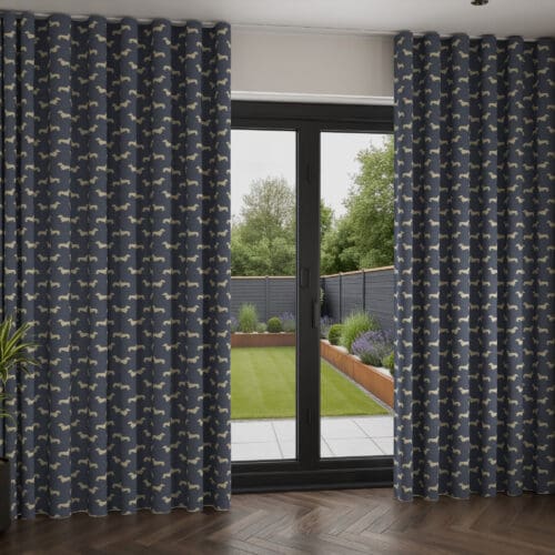 Emily Bond Peggy Indigo Wave Curtain