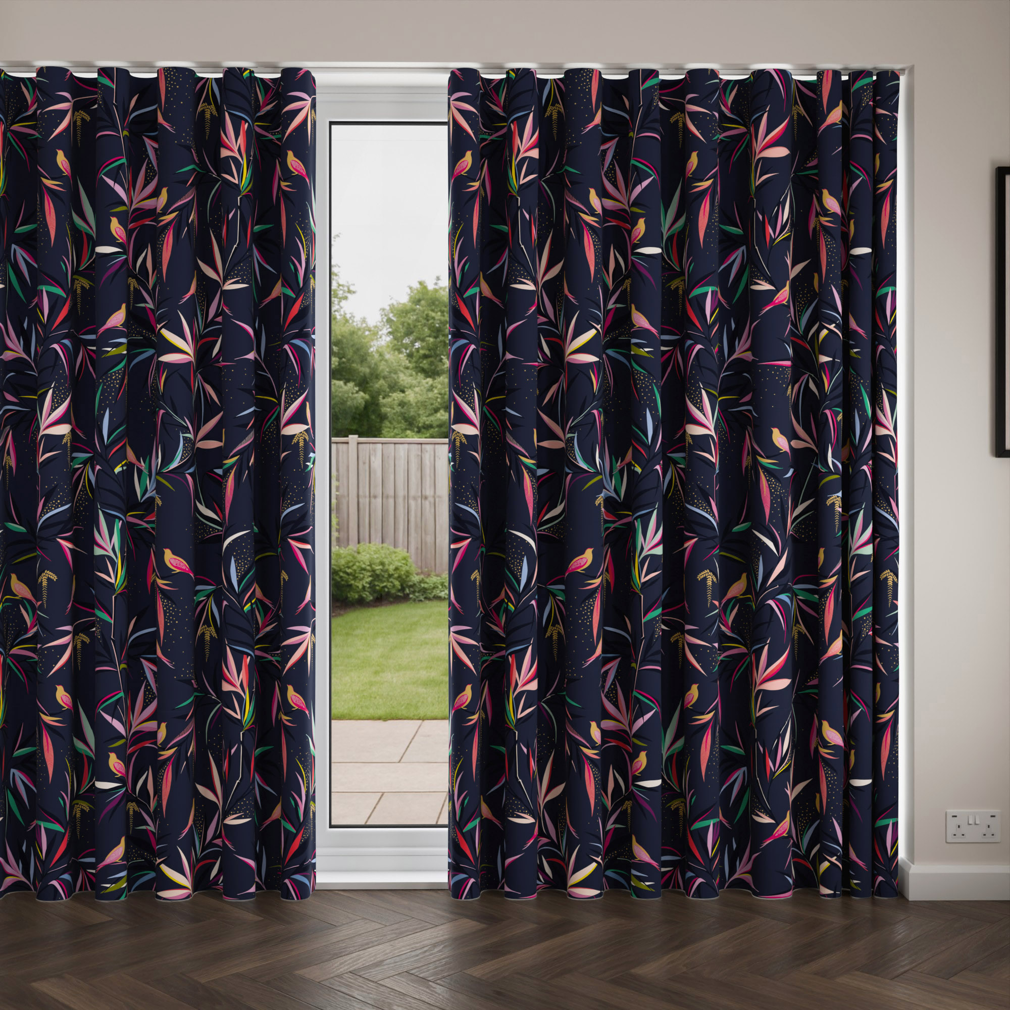 Sara Miller Bamboo Smokey Blue Wave Curtain - Image 4