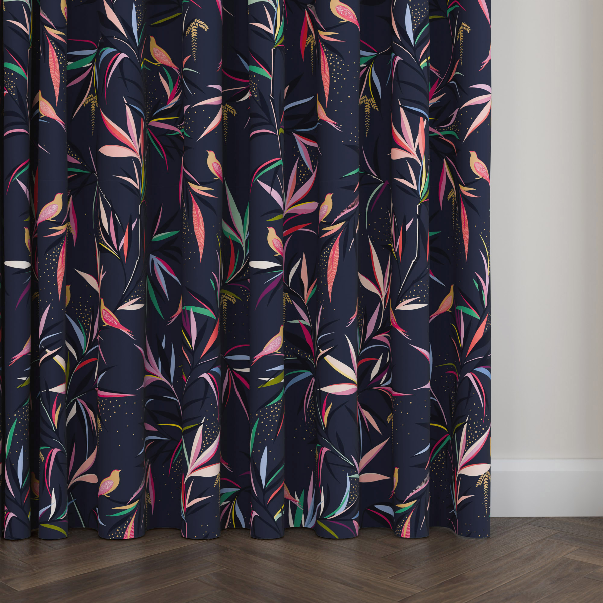 Sara Miller Bamboo Smokey Blue Wave Curtain - Image 5