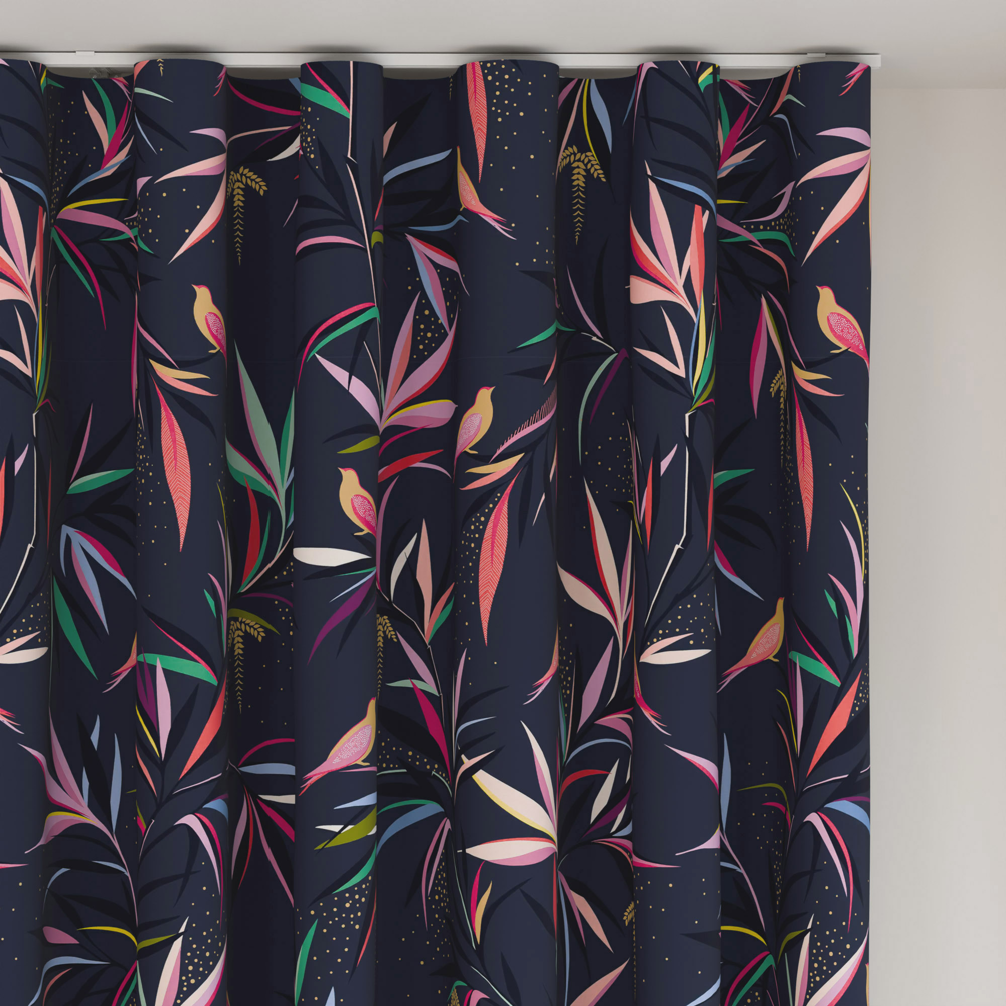 Sara Miller Bamboo Smokey Blue Wave Curtain - Image 6