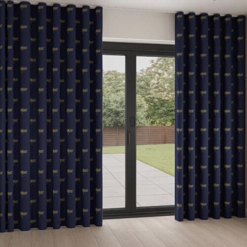Sara Miller Dragonfly Navy Wave Curtain