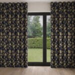 Sara Miller Etched Leaves Deep Navy Wave Curtain