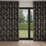 Sara Miller Etched Leaves Deep Navy Wave Curtain