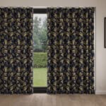 Sara Miller Etched Leaves Deep Navy Wave Curtain