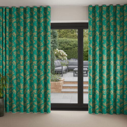 Sara Miller Etched Leaves Green Wave Curtain