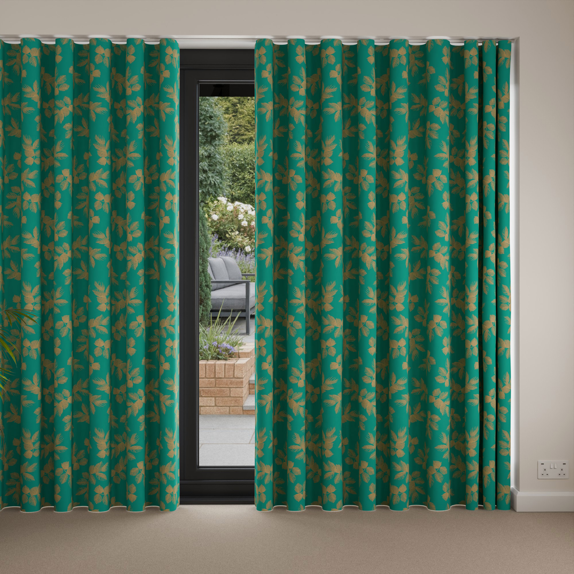 Sara Miller Etched Leaves Green Wave Curtain - Image 4