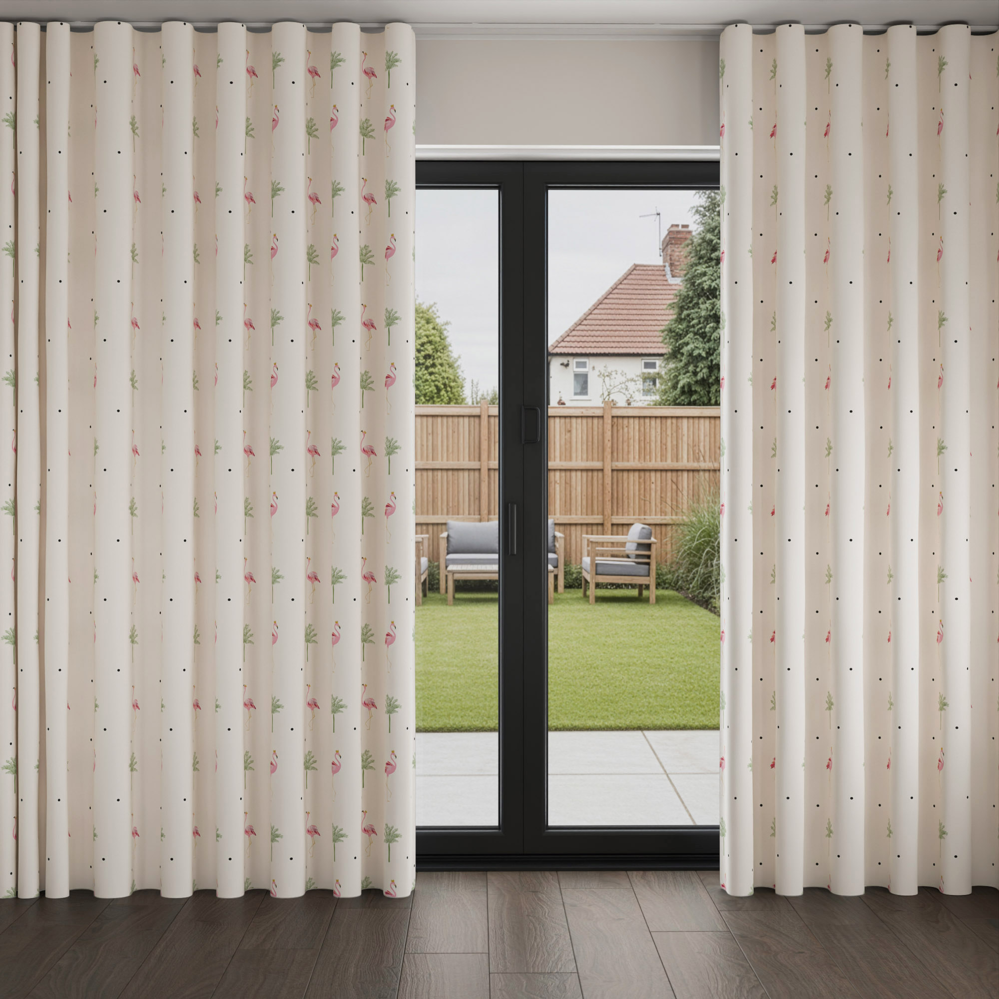 Sara Miller Flamingo Cream Wave Curtain - Image 3