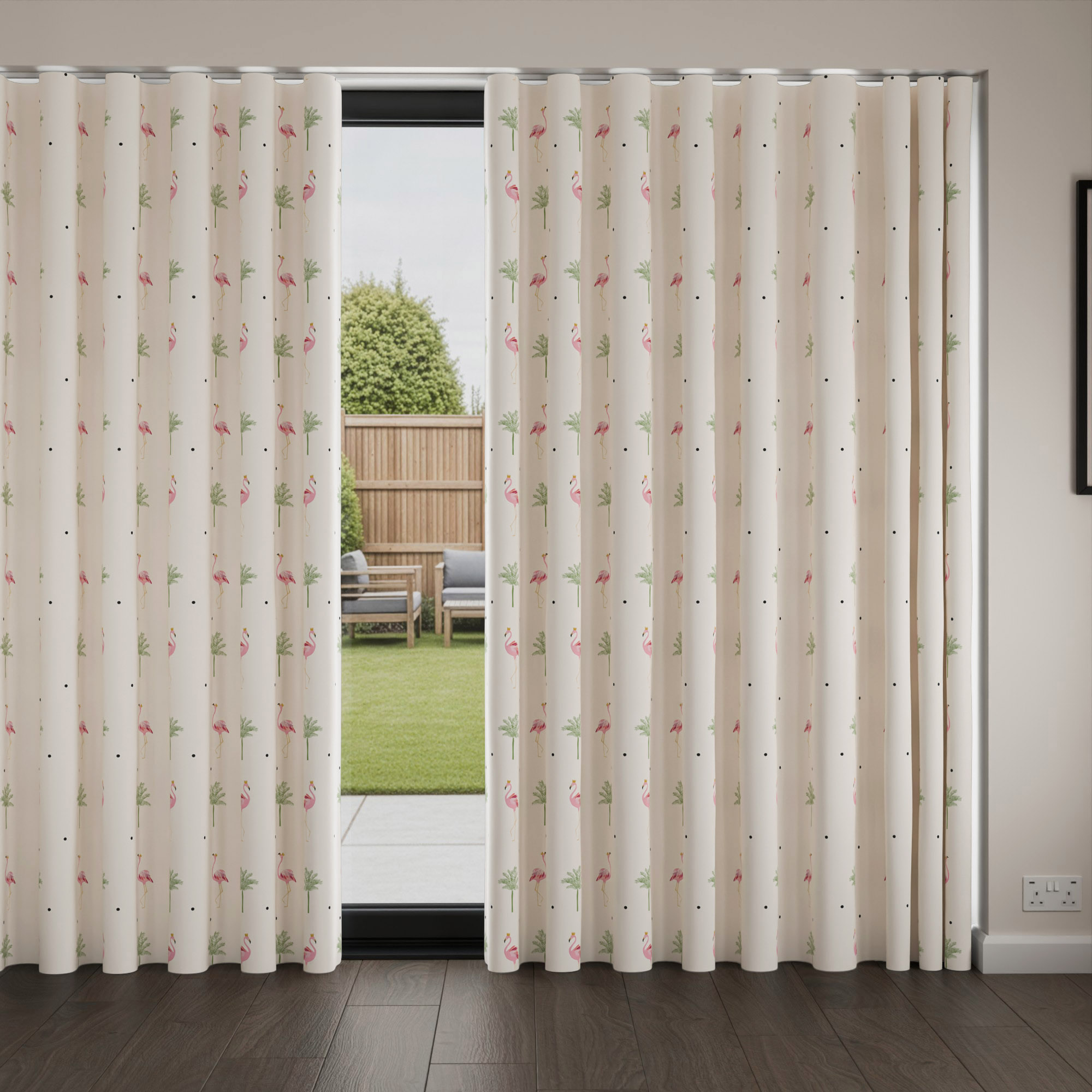 Sara Miller Flamingo Cream Wave Curtain - Image 4