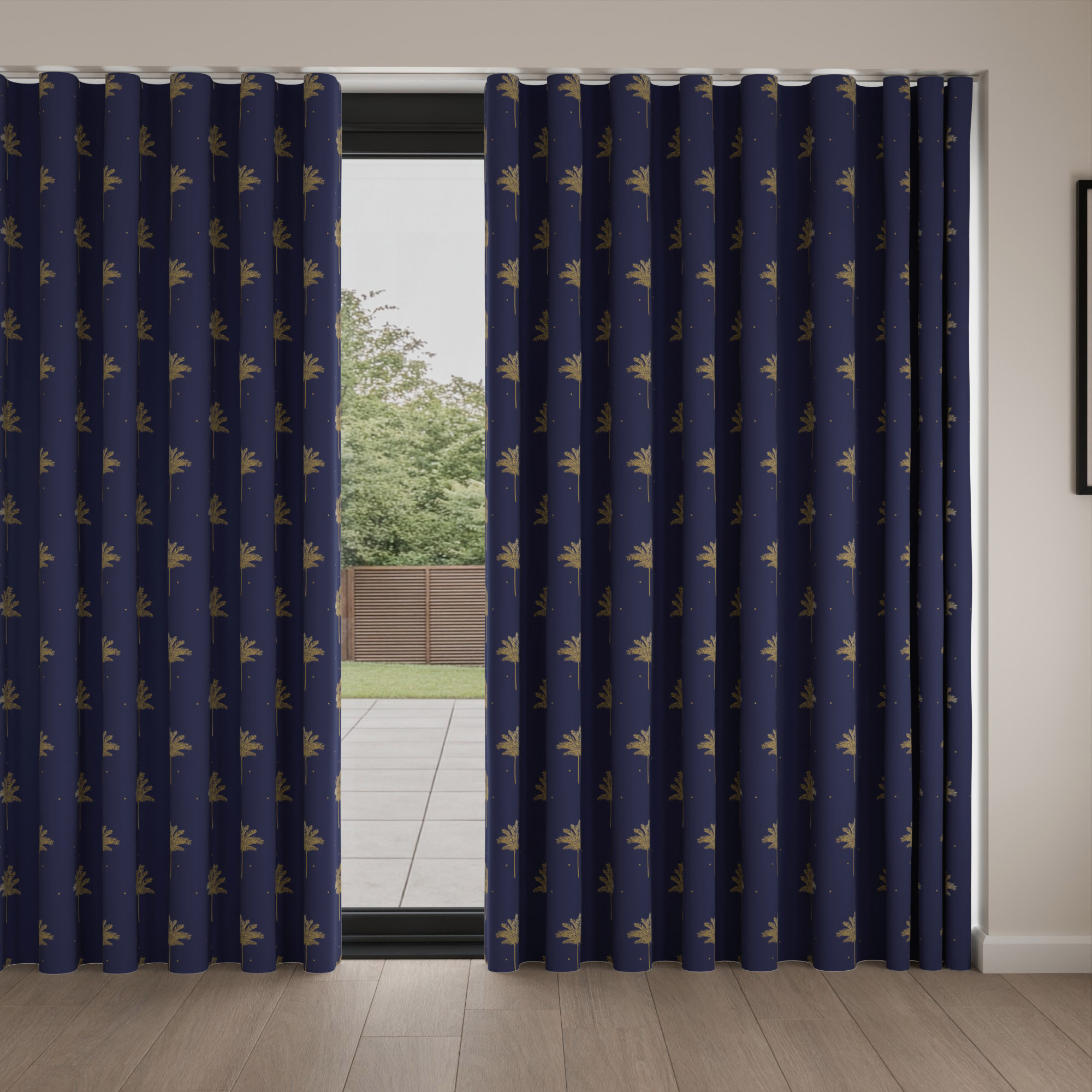 Sara Miller Small Palm Tree Navy Wave Curtain - Image 4