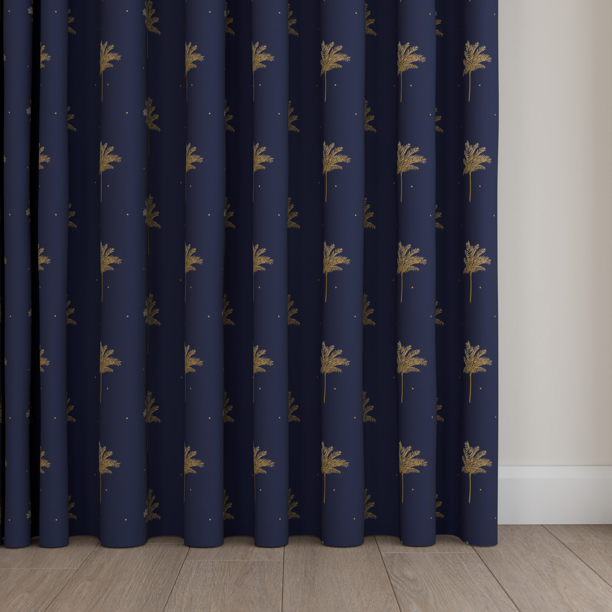 Sara Miller Small Palm Tree Navy Wave Curtain - Image 5