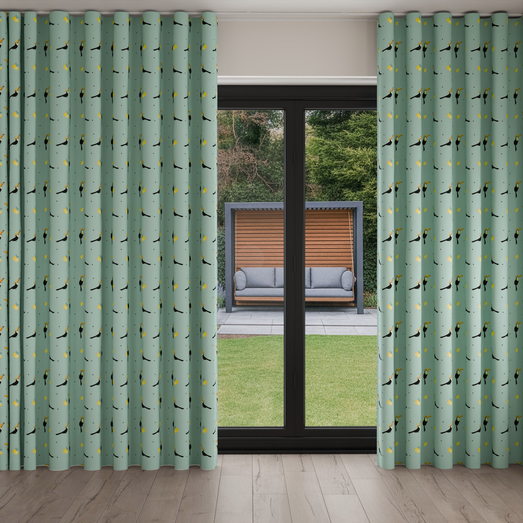 Sara Miller Toucans Aqua Wave Curtain - Image 3