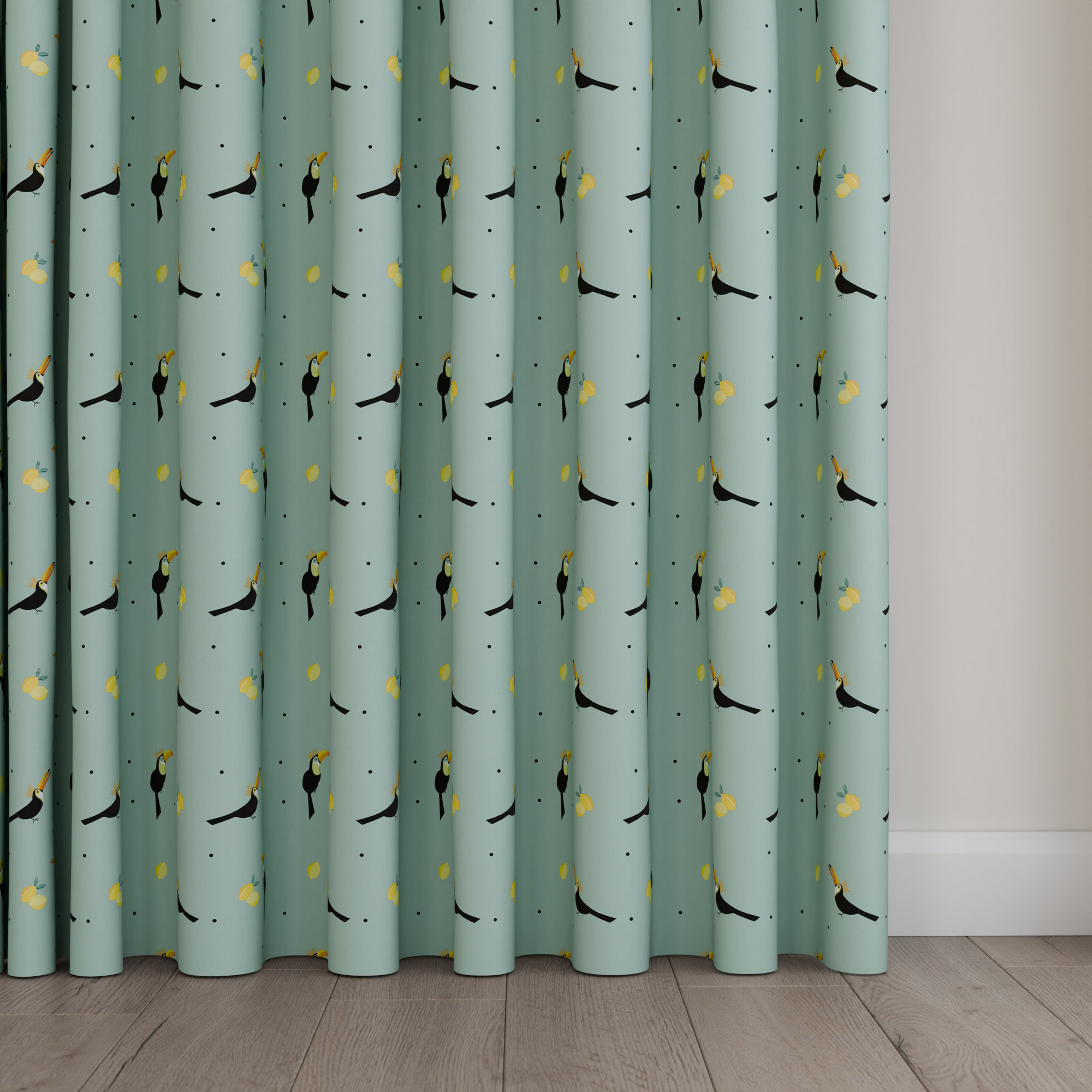 Sara Miller Toucans Aqua Wave Curtain - Image 5