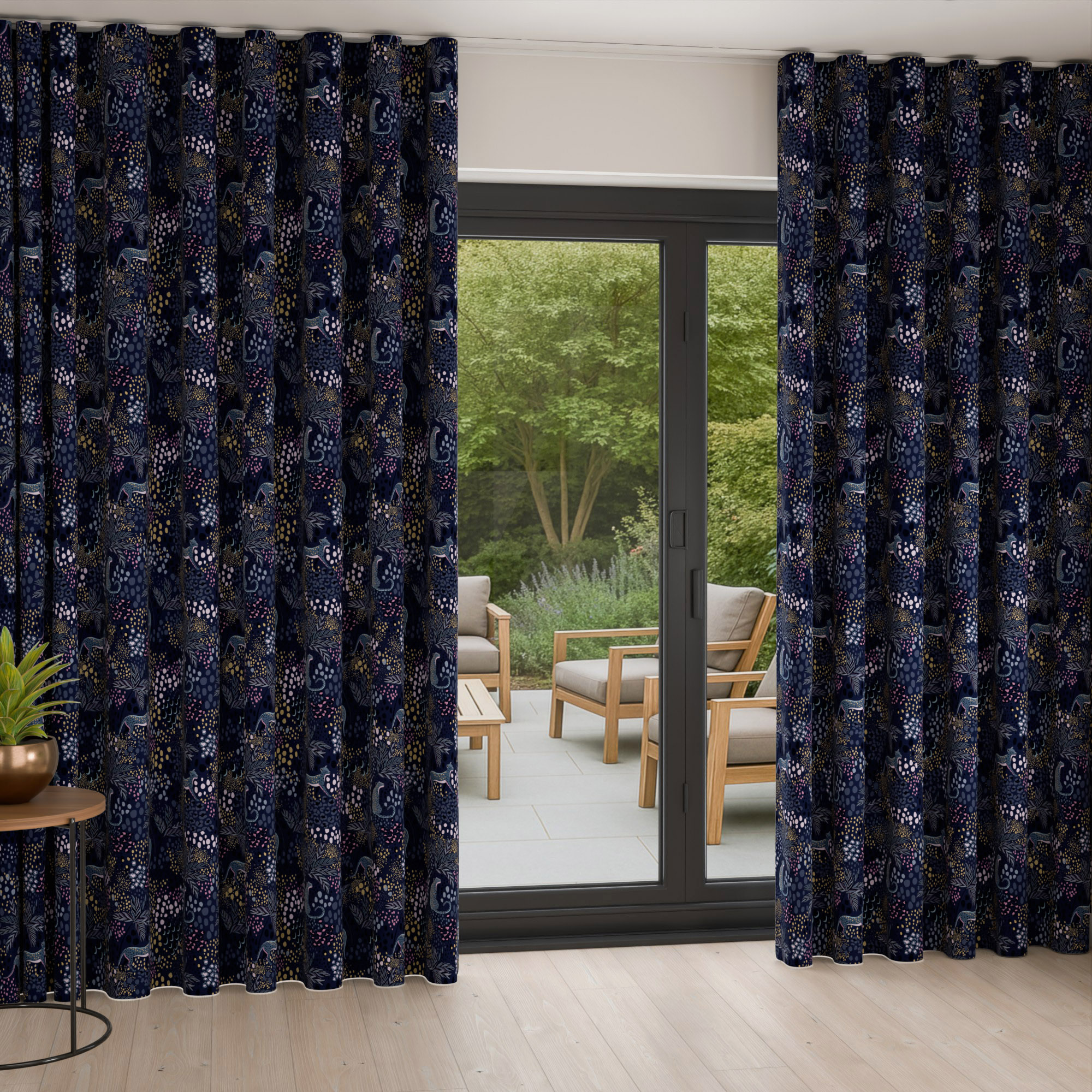 Sara Miller Cheetah Midnight Wave Curtain - Image 2