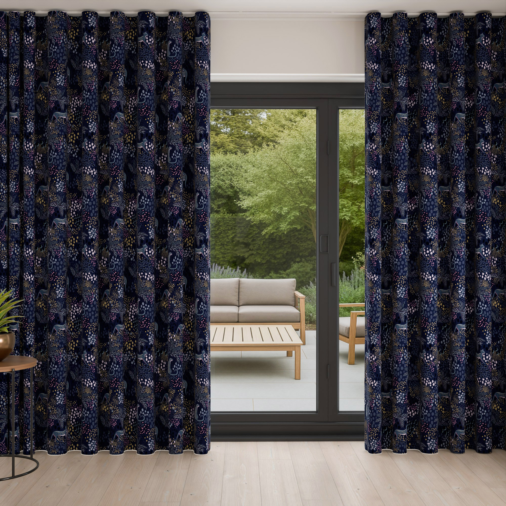 Sara Miller Cheetah Midnight Wave Curtain - Image 3